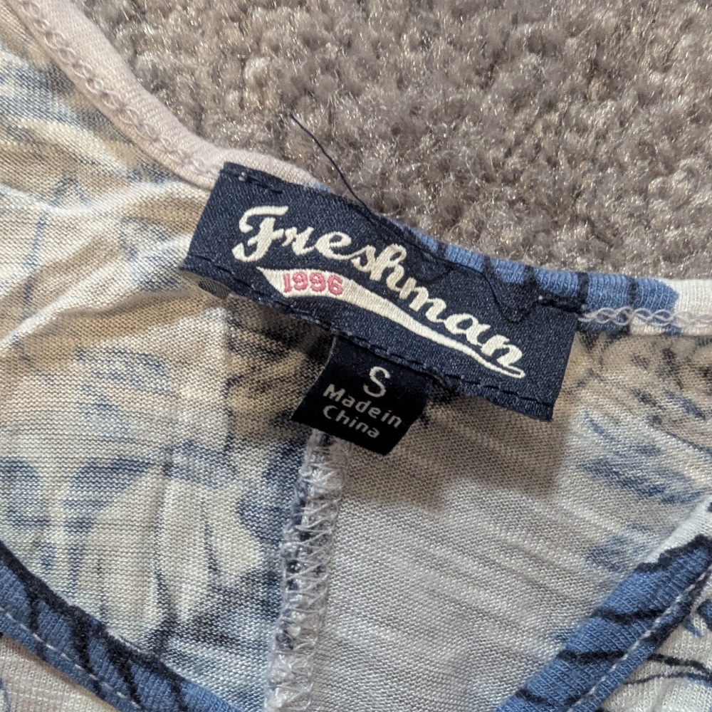 Freshman Blue and Cream Floral Camisole with Lace Trim - Picture 2 of 5